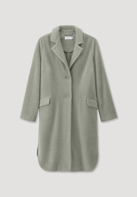 Wool fleece coat regular made from organic merino wool with organic cotton