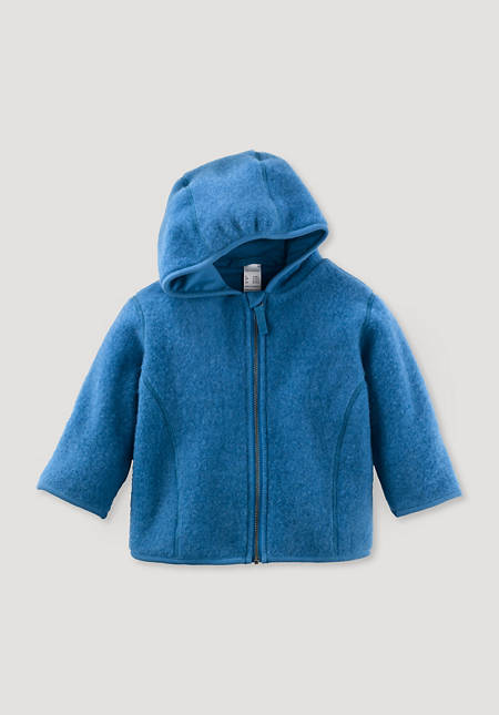 Wool fleece jacket made from pure organic merino wool