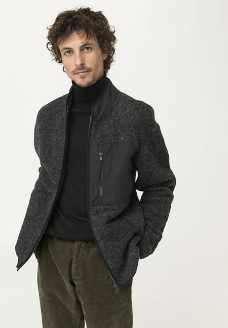 Wool jacket made from organic merino wool with organic cotton