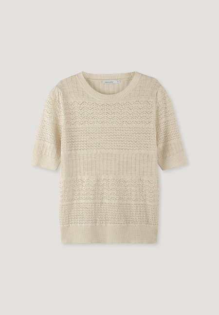 Ajour-Pullover aus Leinen mit Bio-Baumwolle