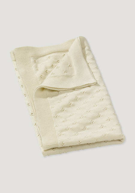Ajour blanket made from pure organic merino wool