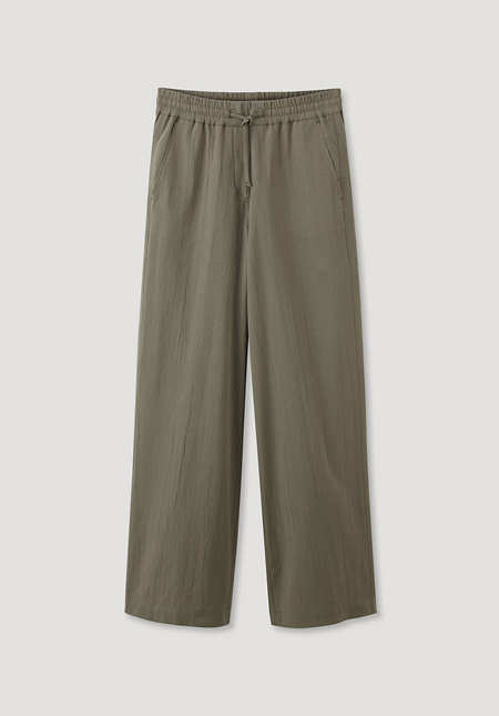 Flared crepe pants made of organic cotton with linen