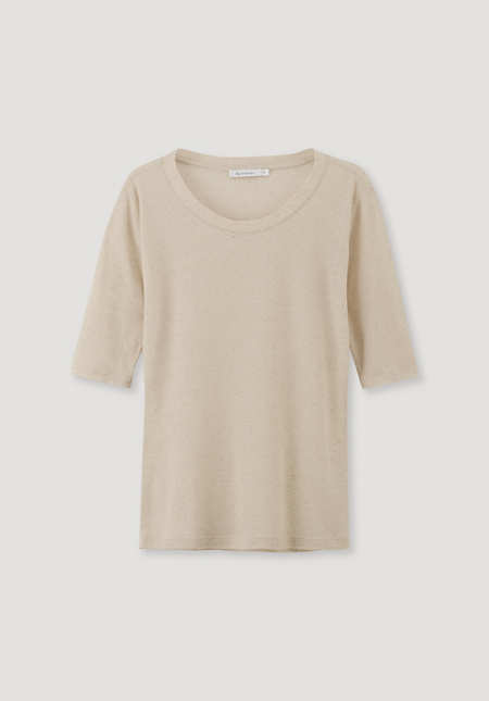 Half-sleeved shirt made of organic cotton with silk and linen