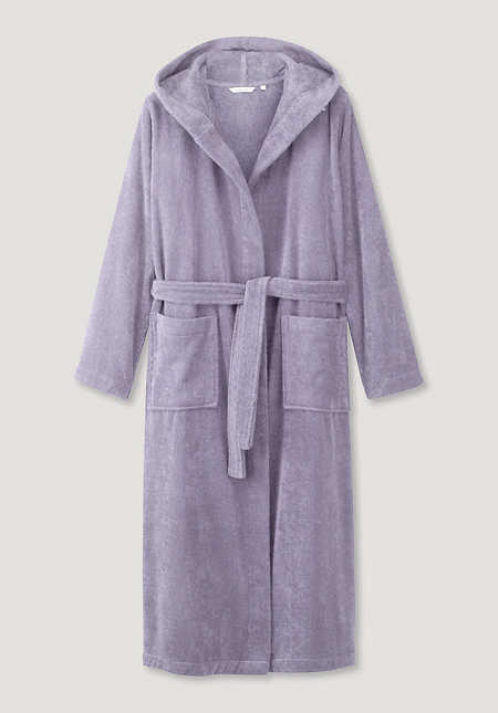 Long bathrobe made from pure organic terry cloth