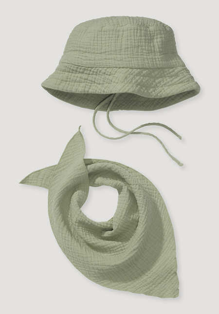 Muslin set, sun hat and scarf