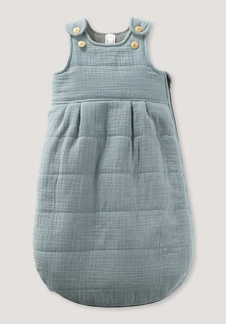 Muslin sleeping bag made of organic cotton with wool padding