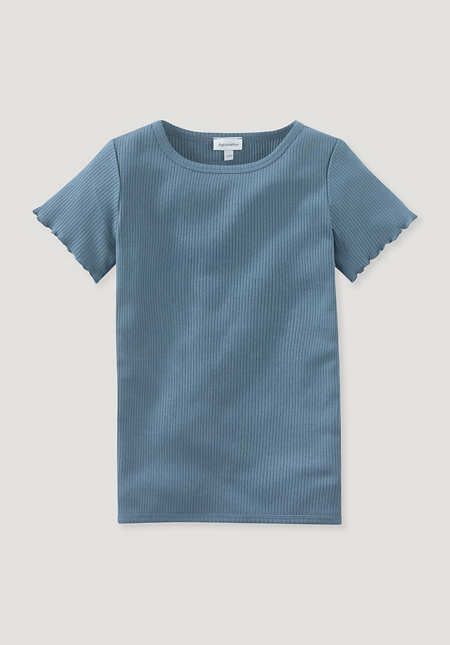 Rib shirt made of organic cotton with organic merino wool